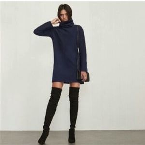 Reformation Navy Mimi mini turtleneck dress